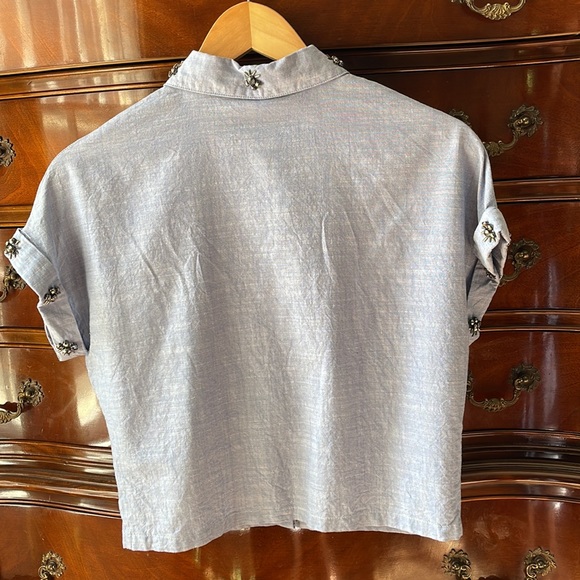 Cropped top from Dex in 100% cotton. Pale blue colour. Size US S - Picture 2 of 8